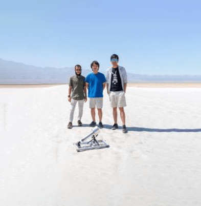 Researchers with water harvesting device in Death Valley